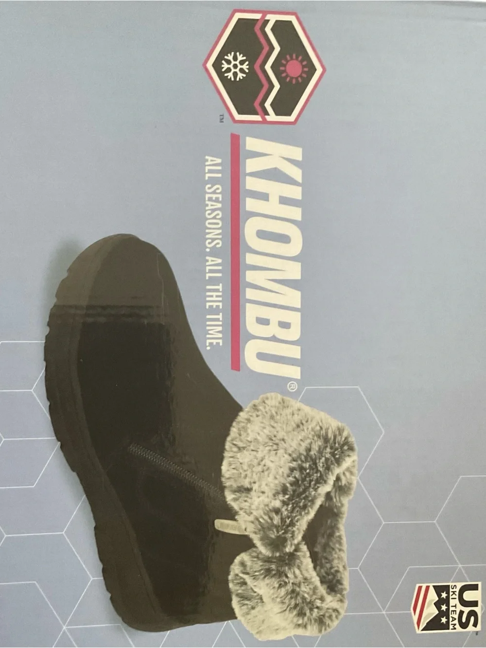 Khombu Black Ankle Boots with Gray Faux Fur Cuff Jessica Style - Brand New